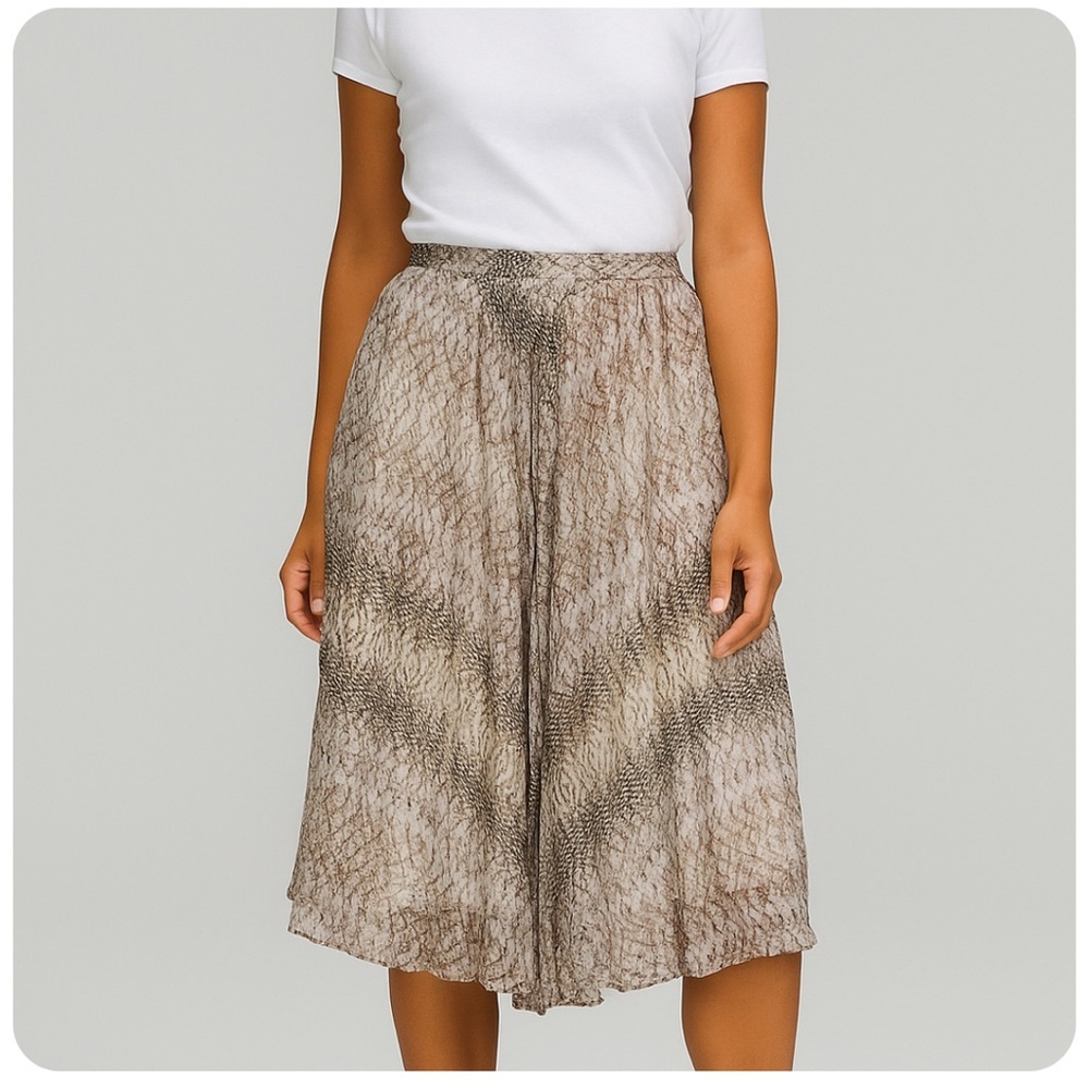 Great Jones Python Print Ruffle Midi Skirt Brown … - image 1